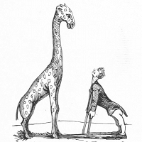 Un homme qui imite une girafe