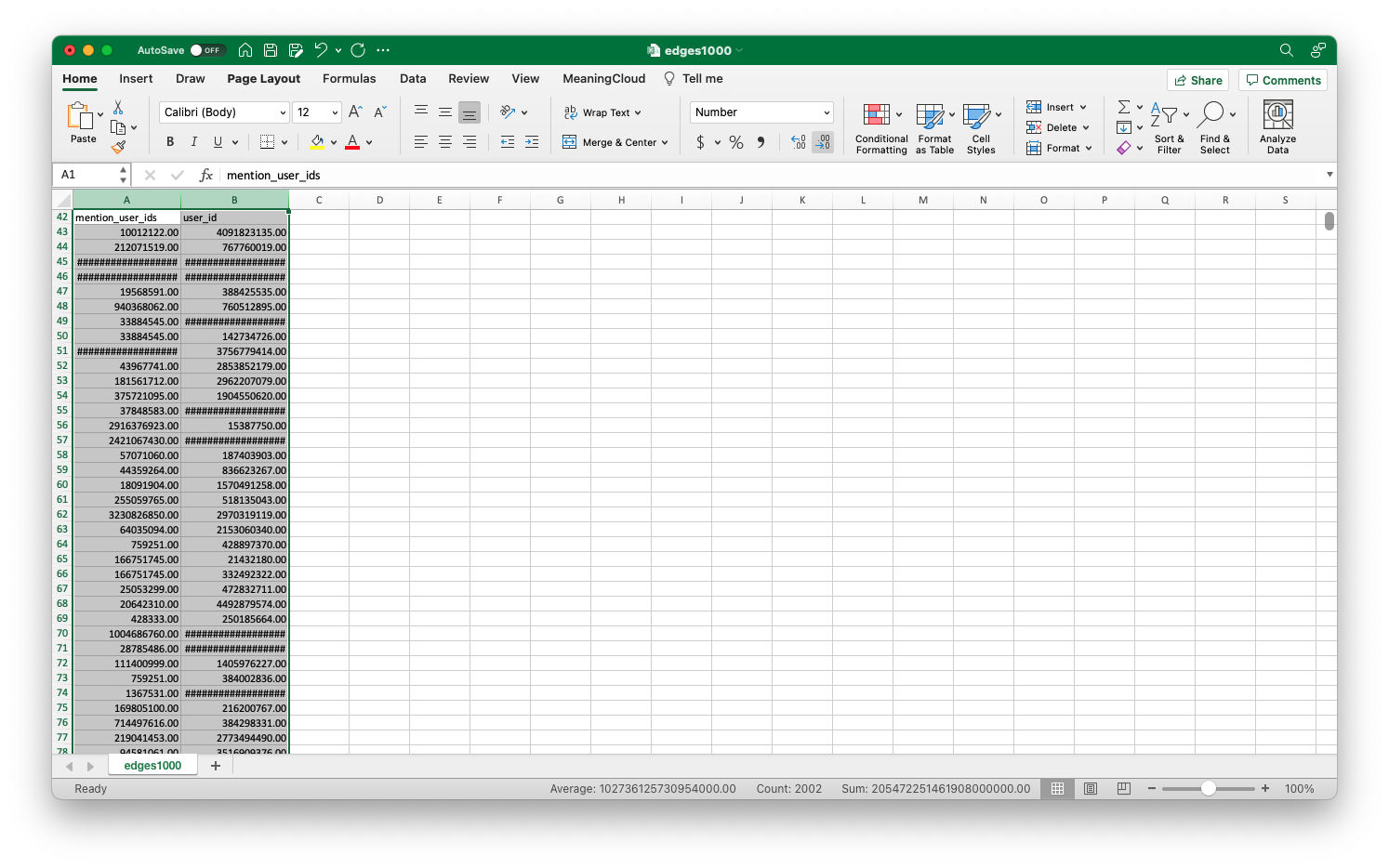 Use "Decrease Decimal" to format the IDs as whole numbers.