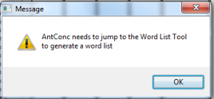 Word list warning