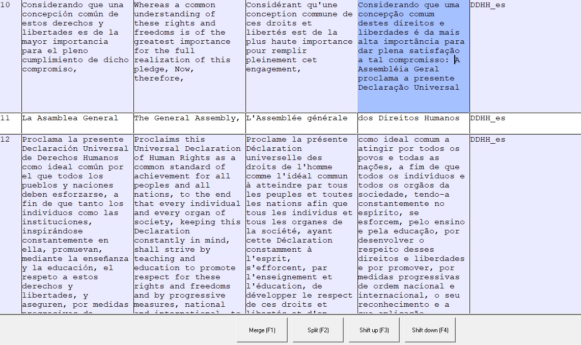 El cursor del teclado está al comienzo del fragmento que queremos desplazar