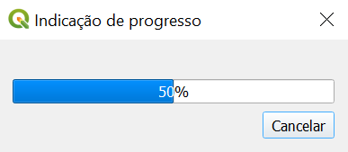 Imagem de janela com barra de indicação de progresso do georreferenciamento