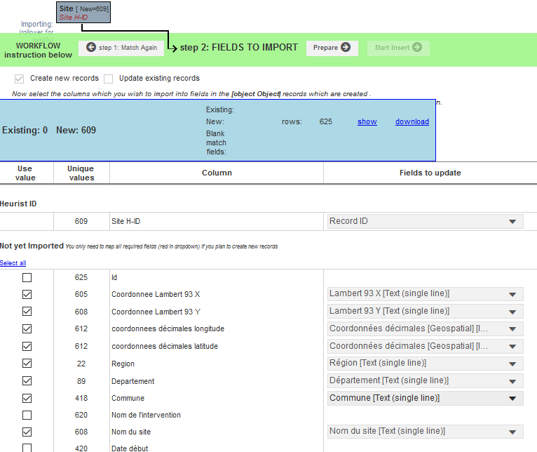 Fig. 32. Insertion des données CSV.