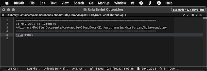 'Hola Mundo' en Python en una Mac, con BBEdit