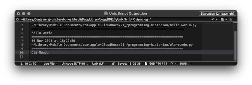 Olá Mundo em Python no Mac, com BBEdit
